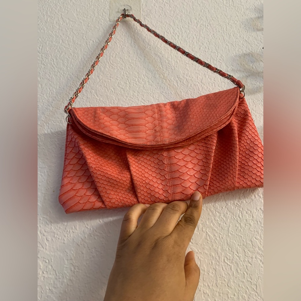 Kate Landry Bags | Kate Landry Clutch Coral Textured Handbag